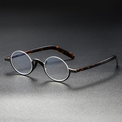 Caden Titanium Round Glasses Frame