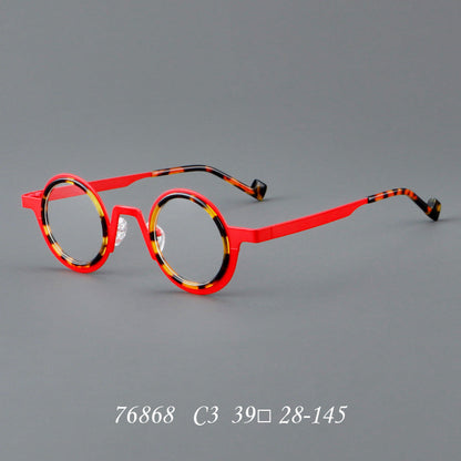 New round frame plate glasses 76868
