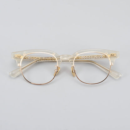 Acetate Semi-Rimless Oval Glasses Frames 015