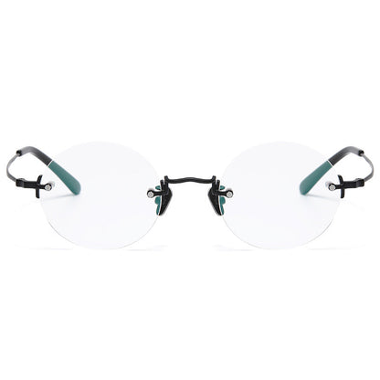 Titanium Semi-Rimless Round Glasses Frames KMN272