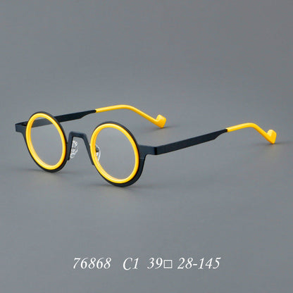 New round frame plate glasses 76868