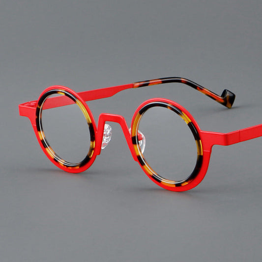 New round frame plate glasses 76868