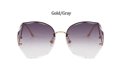 Oversized Brown Rimless Sunglasses