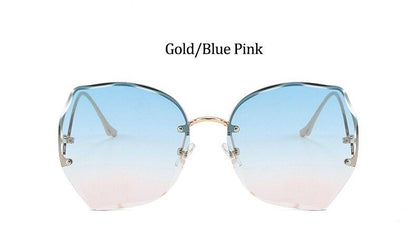 Oversized Brown Rimless Sunglasses