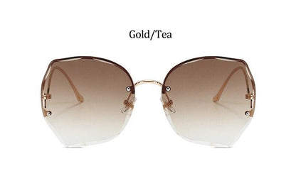 Oversized Brown Rimless Sunglasses