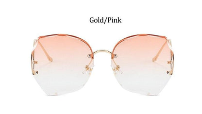 Oversized Brown Rimless Sunglasses