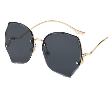 Oversized Brown Rimless Sunglasses