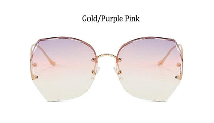 Oversized Brown Rimless Sunglasses