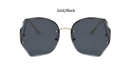 Oversized Brown Rimless Sunglasses