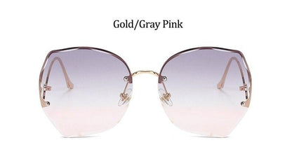 Oversized Brown Rimless Sunglasses
