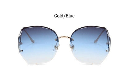 Oversized Brown Rimless Sunglasses