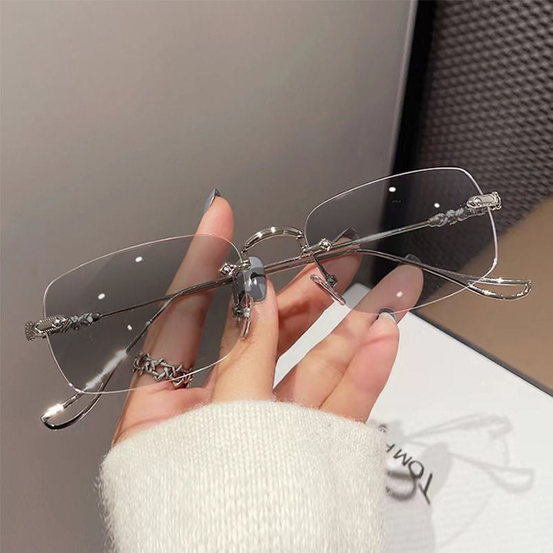 Rimless metal color-changing glasses