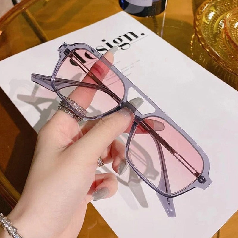 Retro Double Bridges Leopard SunGlasses