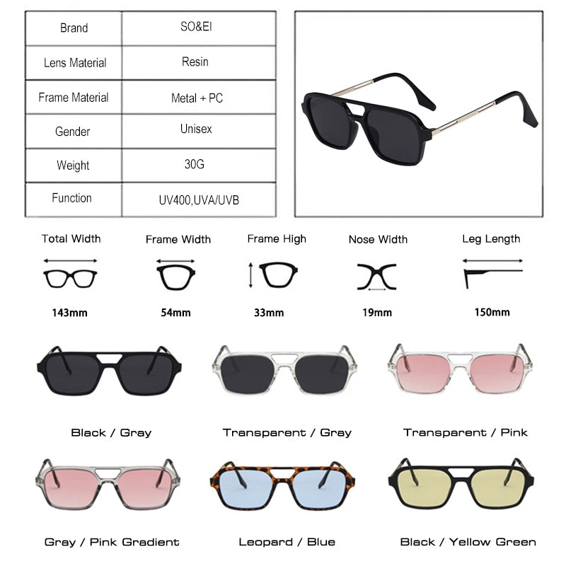 Retro Double Bridges Leopard SunGlasses