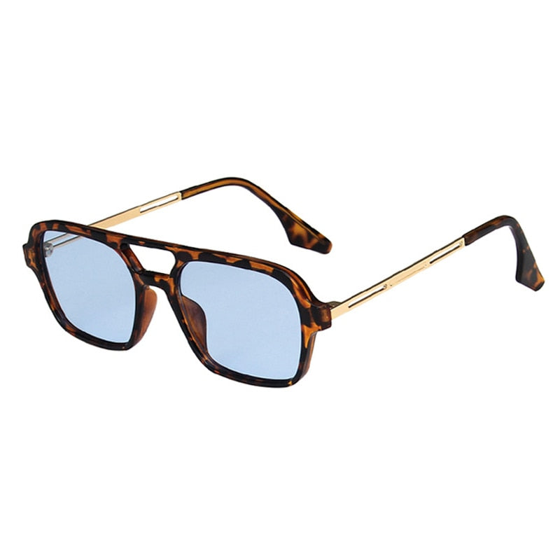 Retro Double Bridges Leopard SunGlasses