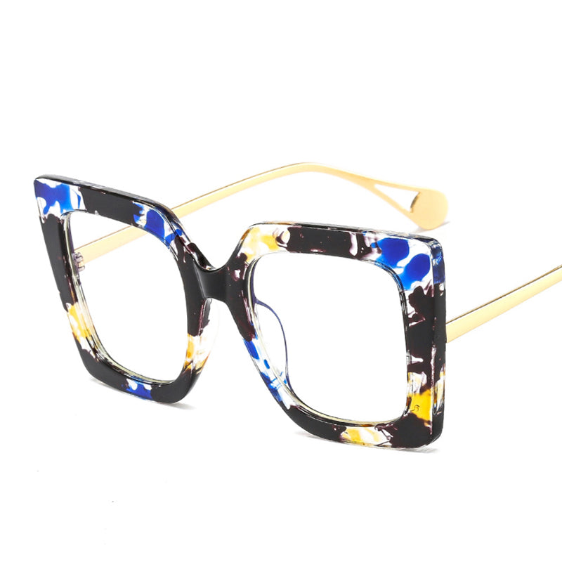 Flower Square Glasses Frames Oversize Eyeglasses