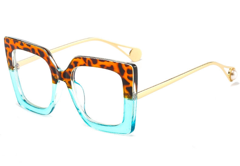 Flower Square Glasses Frames Oversize Eyeglasses