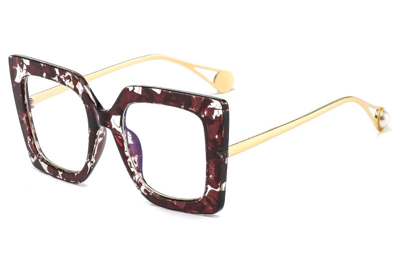 Flower Square Glasses Frames Oversize Eyeglasses
