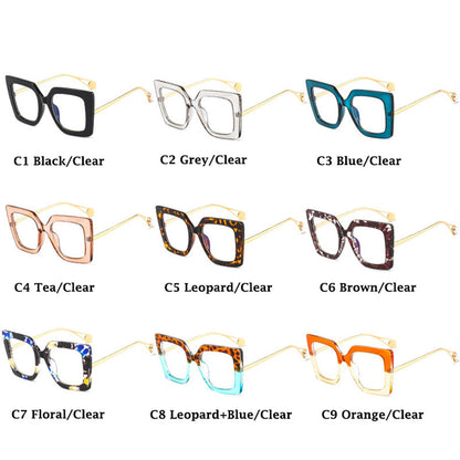 Flower Square Glasses Frames Oversize Eyeglasses