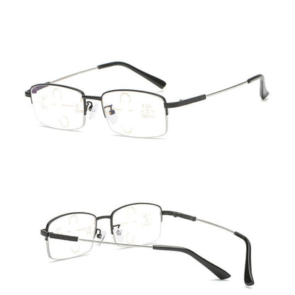 Multi-focus memory titanium frame anti-blue light glasses