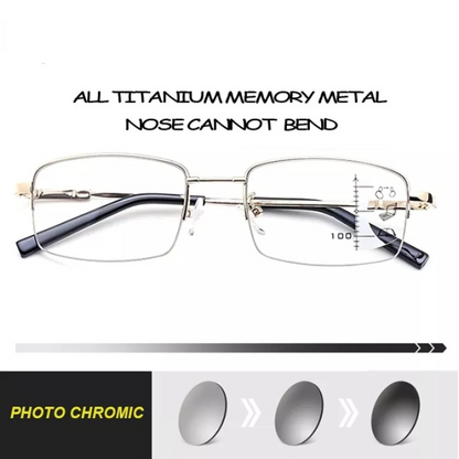 Multi-focus memory titanium frame anti-blue light glasses