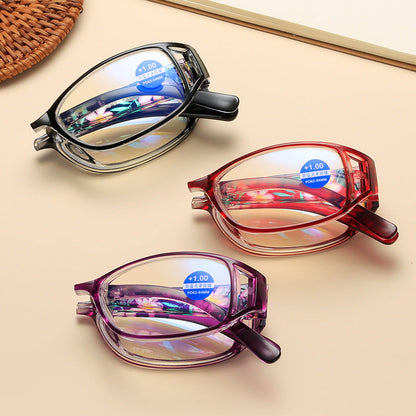 Printed folding anti-blue light reading glasses