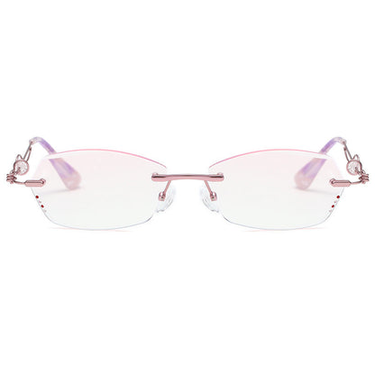 Rimless cut rim diamond anti blue light glasses