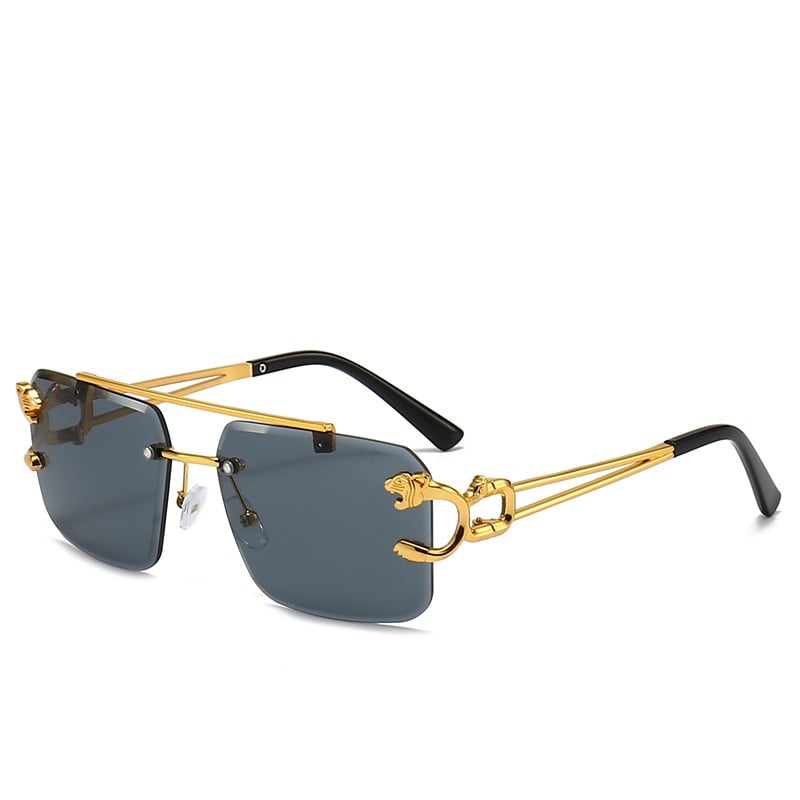 Trendy tinted square rimless sunglasses