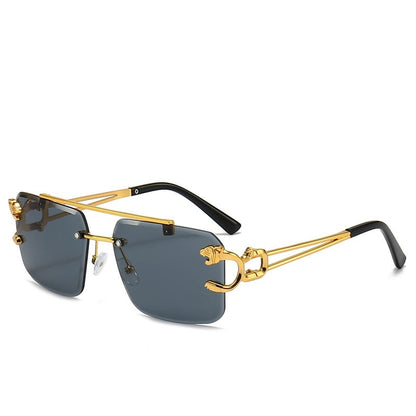 Trendy tinted square rimless sunglasses