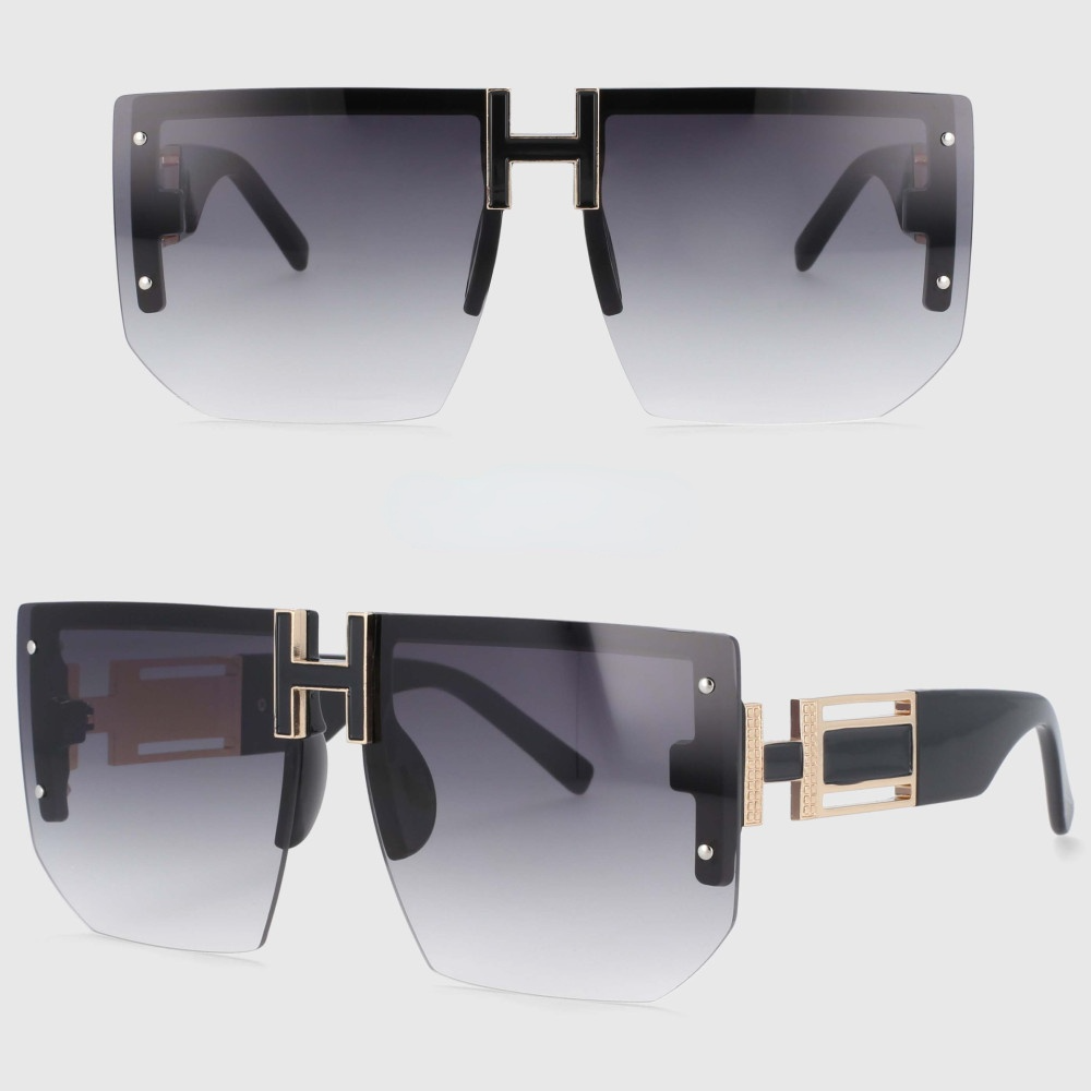 Big Size Rimless Polygon Ladies Sunglasses