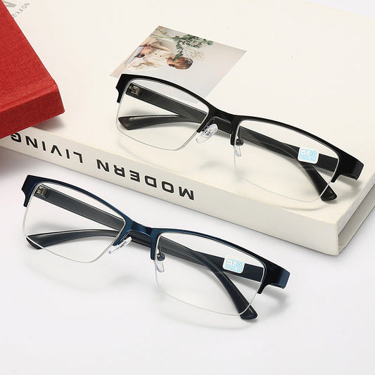 Metal alloy half frame reading glasses