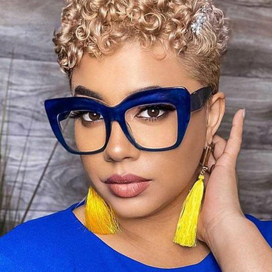 Oversized Square Vintage Frame Clear Computer Eyewear