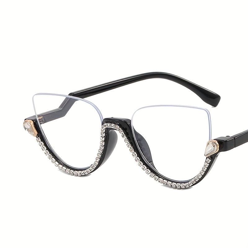 Rhinestone decoration half frame presbyopia glasses