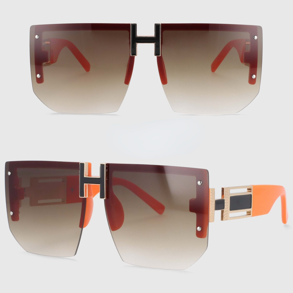 Big Size Rimless Polygon Ladies Sunglasses