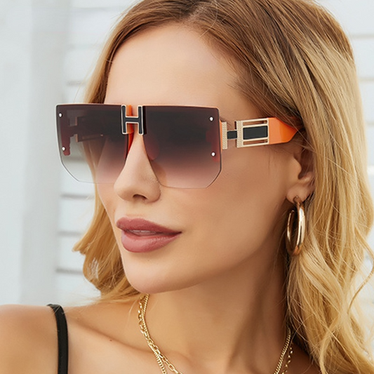 Big Size Rimless Polygon Ladies Sunglasses