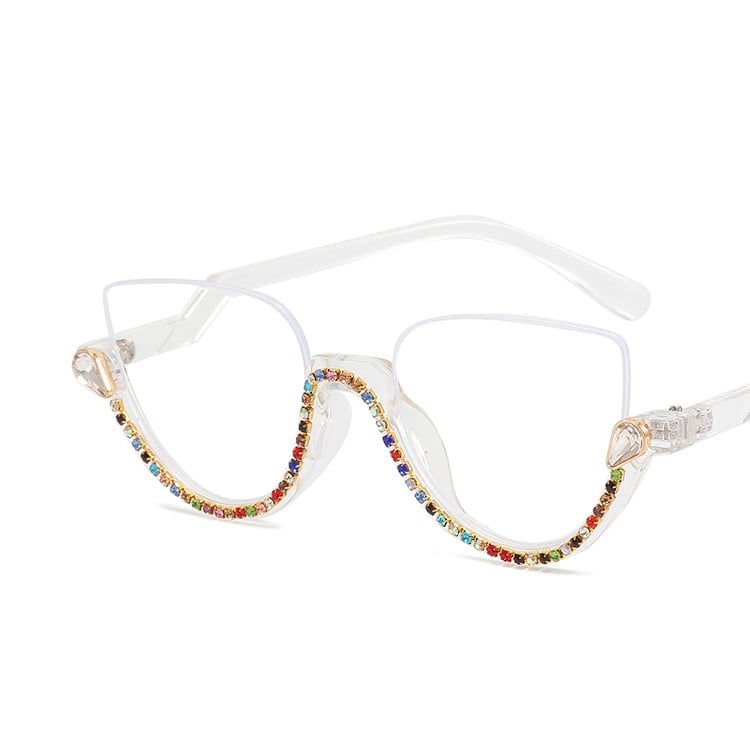 Rhinestone decoration half frame presbyopia glasses