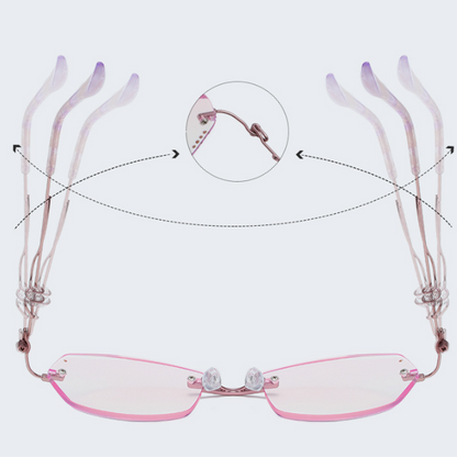 Rimless cut rim diamond anti blue light glasses