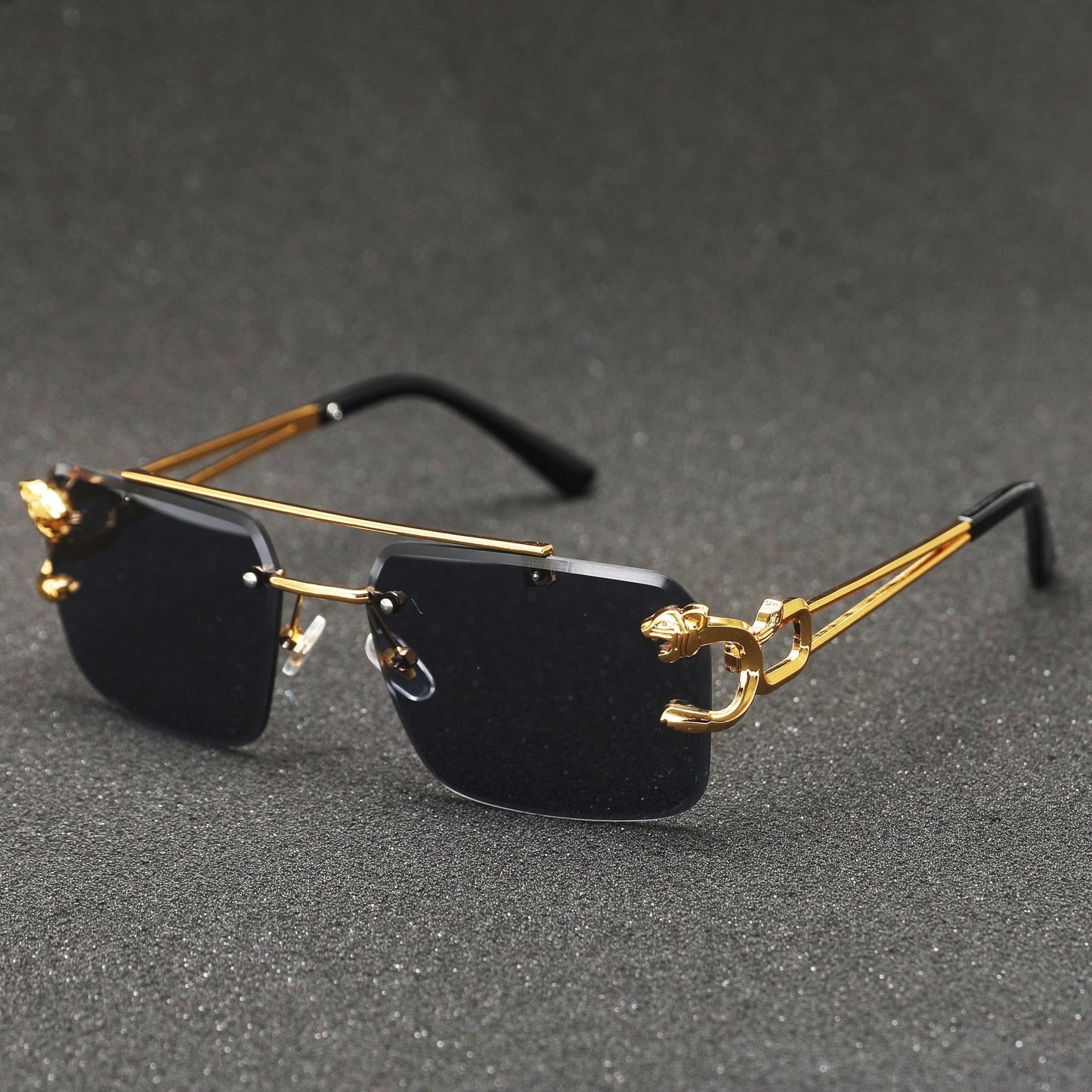 Trendy tinted square rimless sunglasses